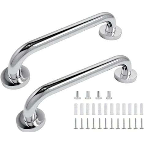 Lot de 2 barres d'appui pour salle de bain - Poignées de baignoire et de douche 40 cm-AquaForge (1/5)