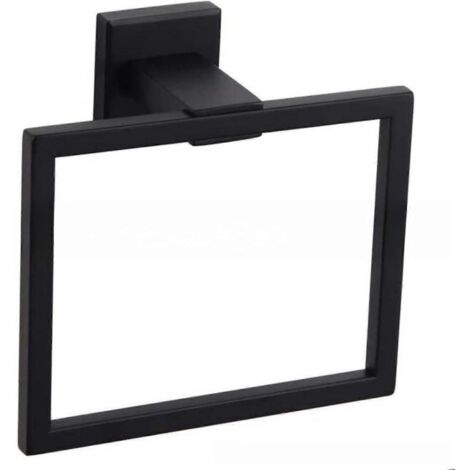 Porte-serviettes noir mat, porte-serviettes de salle de bain en acier inoxydable SUS 304, style carré moderne-AquaForge (1/5)