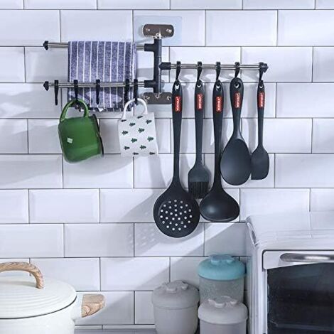 Porte-couverts mural pivotant à 3 niveaux avec crochet, pour cuisine et salle de bain.-AquaForge (1/5)