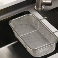 Passoire d'évier en acier inoxydable, passoire suspendue pour les angles d'évier, filtre de comptoir de cuisine pour les déchets alimentaires et les légumes/fruits