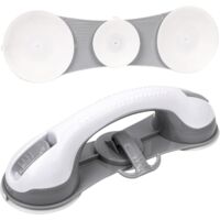 Lot de 2 barres d'appui pour personnes handicapées avec 3 ventouses - Poignées de sécurité pour les personnes handicapées dans les salles de bains, les douches et les baignoires-AquaForge
