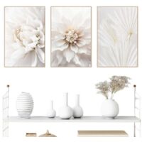 Ensemble de 3 affiches, image de rose blanche en fleur, image moderne sans R