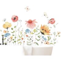 Stickers muraux papillon et fleur aquarelle 30x60cm pour chambre