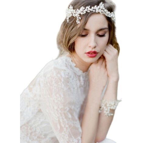 Eleganti gioielli per capelli fatti a mano con perle sintetiche – (1/3)