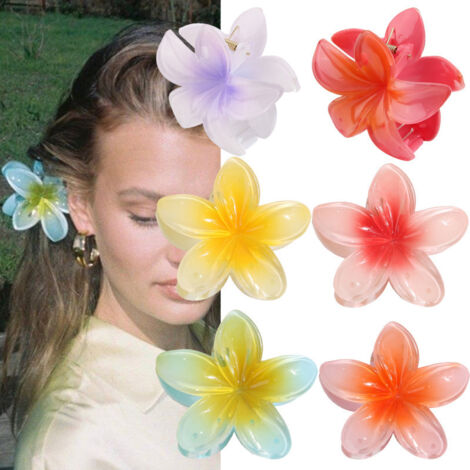 Fermagli per capelli colorati, manico a forma di fiore, mezza maniglia vintage da donna, retro