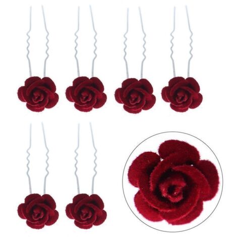 Accessori Fermaglio per capelli retrò in velluto con rosa rossa Fermaglio per capelli Acconciatura