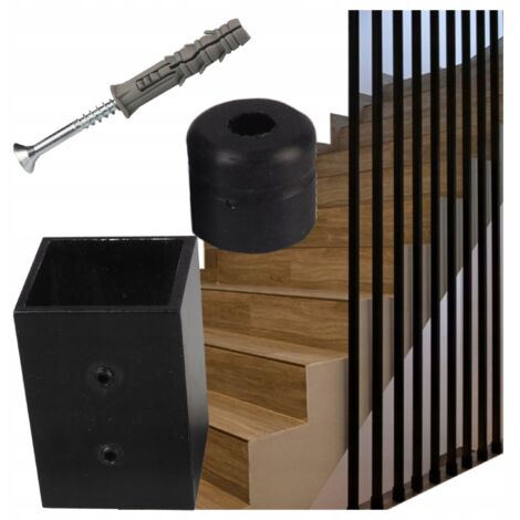 Quadratprofilhalter - 25 x 25 mm - Schwarz - Behandelter Stahl - Einfache und sichere Installation