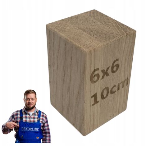 Möbelfuß - 6 x 6 x 10 cm - Eiche - Sandgestrahlte Oberfläche - Fertig zum Anpassen - Elegantes und robustes Design (1/4)