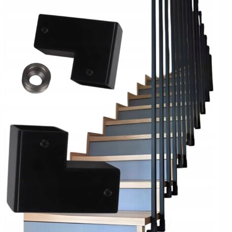 Quadratprofilhalter - 25 x 25 mm - Schwarz - Emaillierter Stahl - Einfache und sichere Installation