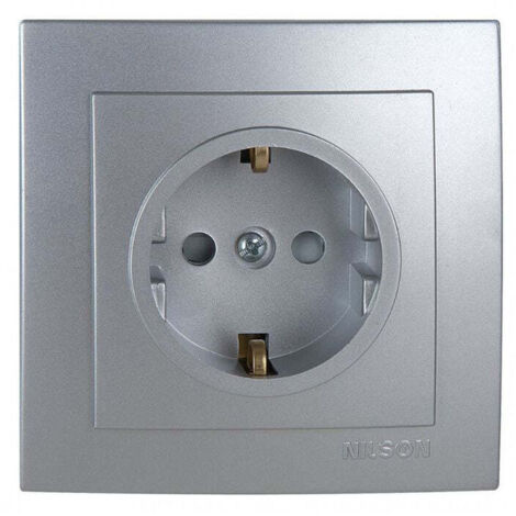 Enchufe Empotrar con Toma Tierra 16A 250V Marco Incluido Serie Nilson
