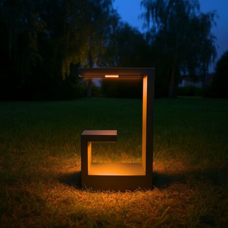 Baliza LED Exterior 12W 3000K 325mm x 192mm Aluminio Gris Oscuro IP65 (1/4)