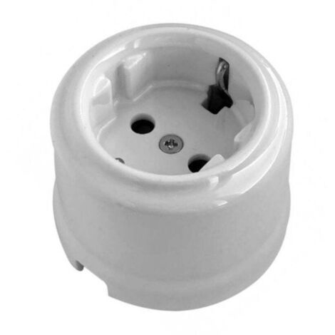 Enchufe Vintage de Superficie en Porcelana Blanca – 16A 250V (1/5)