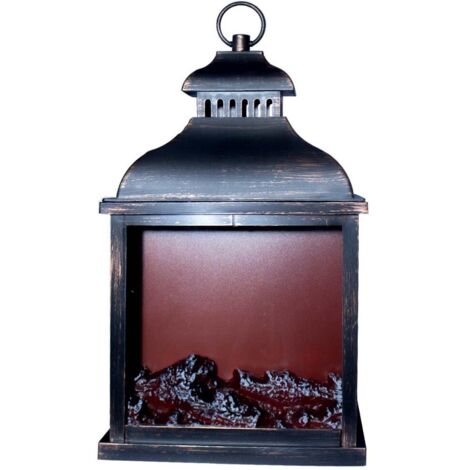 Farol Chimenea LED Vintage con Efecto Llama Real y Acabado en Cobre Envejecido (1/5)