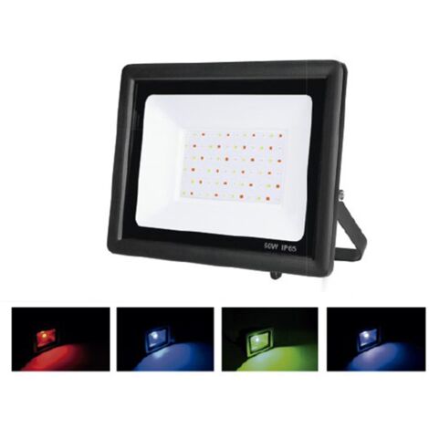 Foco Proyector Led 50W RGB IP65 con Mando a Distancia para control de varios aparatos