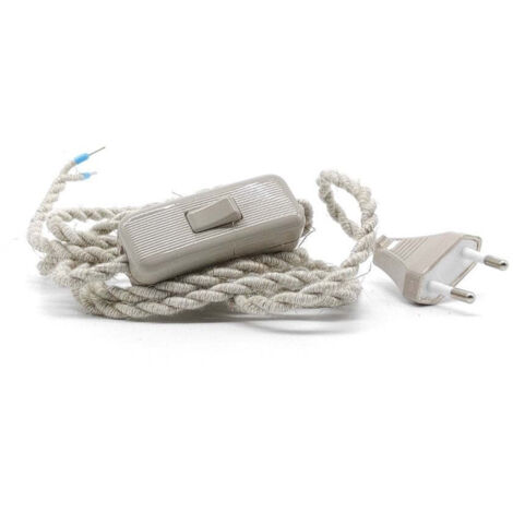 Kit Cable Eléctrico Trenzado Lino con Interruptor y Clavija – Estilo Vintage