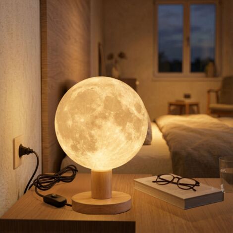 Bombilla LED Decorativa E27 Efecto Luna 3D Ø200mm – Luz Ambiental (1/4)