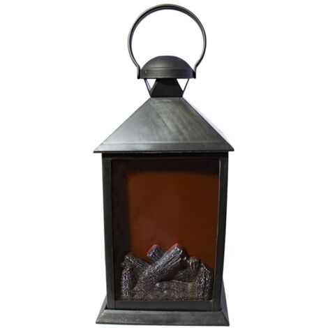 Farol decorativo LED efecto fuego – Iluminación ambiental de exterior – Funciona con 3 pilas C – Dimensiones 35x15 cm – F-Bright (1/5)