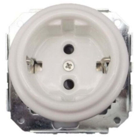 Enchufe Vintage Empotrable en Porcelana Blanca – 16A 250V