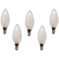 Pack 5 Bombilla Vela Filamento Led Cristal Mate 4w 2800k