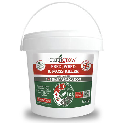 Nutrigrow Weed, Feed & Moss Killer 4in1 Lawn Fertiliser - 5kg