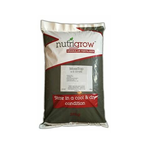 10kg Nutrigrow MossTop Lawn, Paddock & Sports Turf Fertiliser and Moss Control