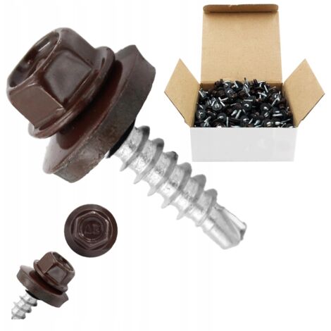 Vis auto-perceuses farmers SW8 - 4,8x20 mm - RAL 8017 - Résistantes et durables - Idéales pour le bricolage