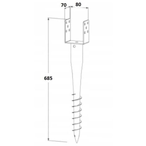 Base de colonne, cheville à visser en acier, 80 x 685 mm, perceuse (1/3)