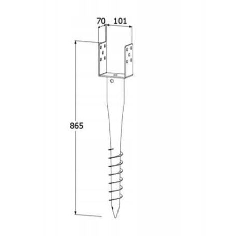 Support De Poteau À Visser Domax PWU100, 100 x 865 mm, Acier Galvanisé, Ancrage Au Sol (1/3)