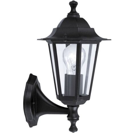 Eglo – Lanterne-applique d'extérieur montante métal et verre H32cm noir – Type d'ampoule E27 – IP 33 pour protection extérieure – 60W max (1/7)