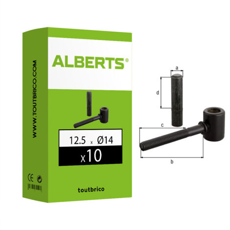 Lot de 10 gonds à visser scellement chimique Ø14mm – Acier brut laqué – Fixation robuste pour applications exigeantes – Alberts (1/2)
