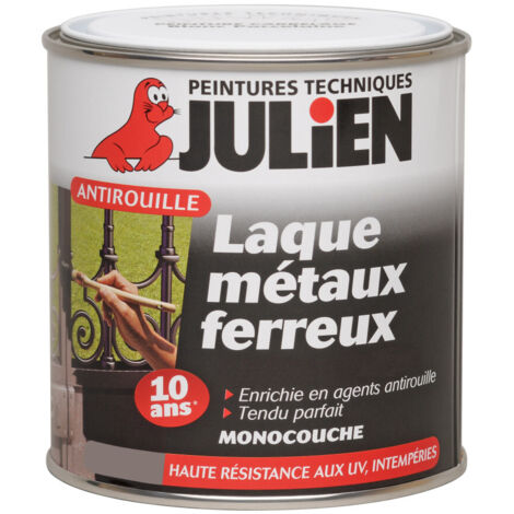 Peinture anti-rouille - JULIEN - Noir satiné - 0.25 L - Glycérophtalique - Extérieur (1/2)