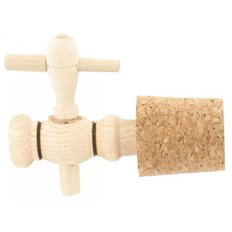 Robinet en bois d'acacia pour vinaigrier 3 pouces – Dimensions 13 x 80 mm – Bouchon en liège Ø 29/33 mm pour service vinaigre – Duhallé (1/2)