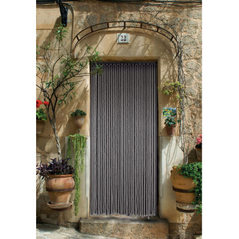 Rideau de porte en corde de coton tressé gris 90x200 – Barrière aux insectes – Décoration fonctionnelle pour séparation de pièce – Morel (1/4)
