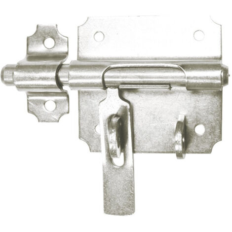 Finish – Verrou de box avec porte cadenas en acier zingué – Dimensions 80 x 68 mm – Pour vis 4,5 mm – 6 vis incluses (1/2)