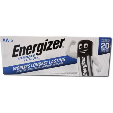 Energizer – Lot de 10 piles lithium AA 3000 mAh – Tension 1.5 V – Gamme de températures -40 à +60 °C – Pour appareils gourmands en énergie