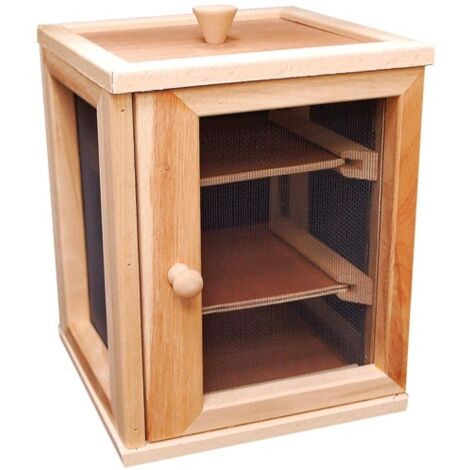 Garde-manger en hêtre 22 x 20 x 23 cm – Toile moustiquaire métallique – 2 étagères pour conservation optimale des aliments – Masy (1/5)