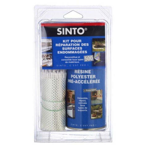 Sinto – Kit de réparation résine polyester orthophtalique sans styrène – Tissu de verre – Pour surfaces perforées et étanchéité – 0,5 m² (1/5)