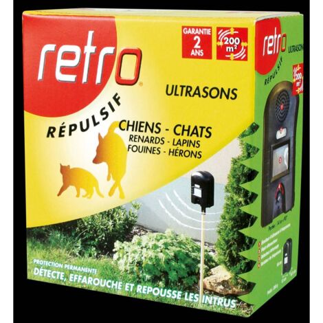 RETRO Répulsif ULTRASONS CHIENS - CHATS Lapins – Renards – Fouines - Hérons (1/5)