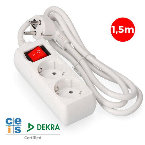 Multiprise - EDM - 2 Prises Schuko - 1,5 M - Interrupteur - 16 A - Prêt à poser (1/3)