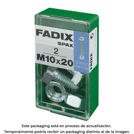 5 Box S 2 Unités. Vis Metrique Cab Hexagonale + Ecrou Zinc M10x20mm Fadix (1/3)