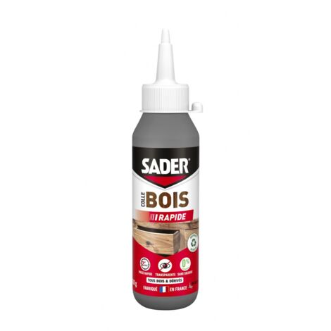 Colle à bois rapide 100g – Vinylique blanche pour bois dur et teck – Prise rapide 5 min – Excellente résistance à l'humidité – Sader