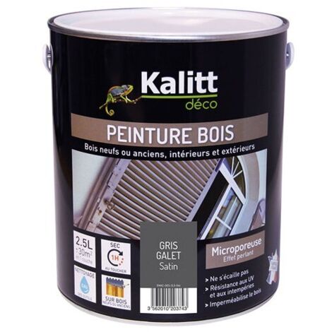 KALITT DECO Peinture Bois satin - 2,5 L - Gris galet (1/2)