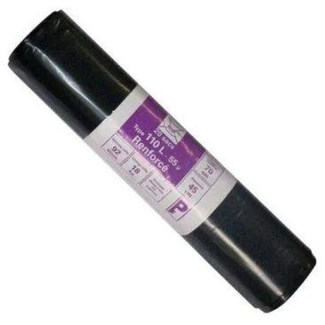 Lot de 20 Sacs Poubelle 110 L renforcés 55 microns Noirs (1/2)