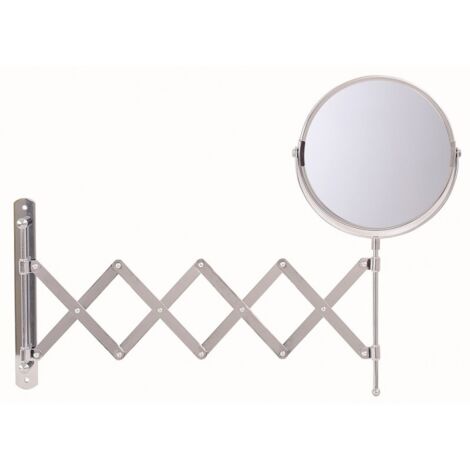 Miroir grossissant mural - PRADEL - Miroir mural articulé - Rond - Grossissement x2 - Acier inoxydable - Ø 17 cm (1/2)