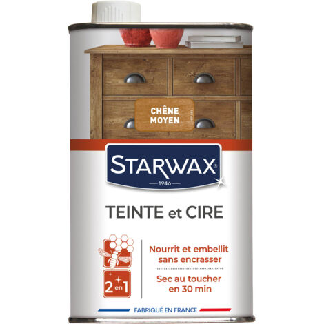 Teinte et cire - STARWAX - Chêne moyen - 0.5 L - Finition cirée - Usage bois cirés (1/2)
