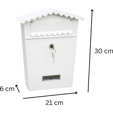 EDM – Boîte aux lettres en acier – Modèle maison blanche – Dimensions 210x60x300mm – 2 clés et vis inclus pour installation (1/4)