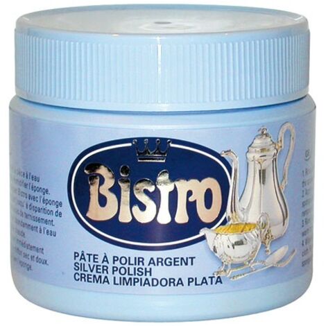 Pâte de polissage argent 150ml – Nettoie et fait briller argenterie – Double couvercle de stockage – Éponge incluse – Bistro