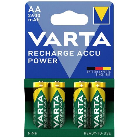Varta – Pile rechargeable LR6 (AA) NiMH 2600 mAh – Prêtes à l'emploi – Faible auto-décharge – Lot de 4