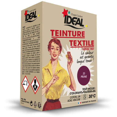 TEINTURE TEXTILE MACHINE PRUNE 350GR + FIXATEUR + SEL