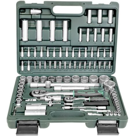 Brüder Mannesmann – Coffret de clés à douille métriques 1/4" et 1/2" – 94 pièces en acier chrome-vanadium – Outils conformes aux normes DIN/ISO